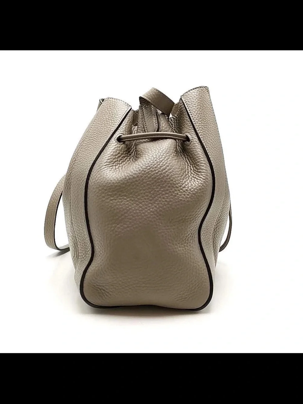 Mulberry Women's Taupe Pebbled Leather Drawstring Bucket Bag with Pouch
